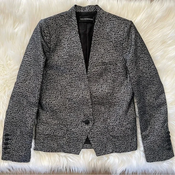 Zadig & Voltaire Vegas Pixel Deluxe Silver Jacket - Picture 5 of 16